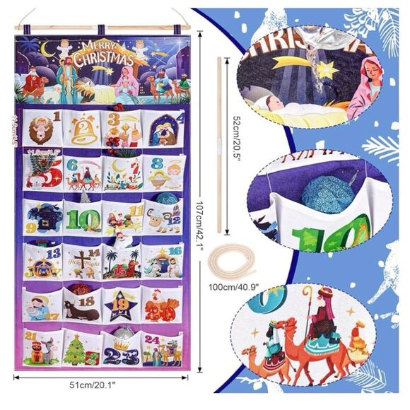 HOWAF Nativity Advent Calendar, Fabric Christmas Advent Calendar - Picture 2 of 5